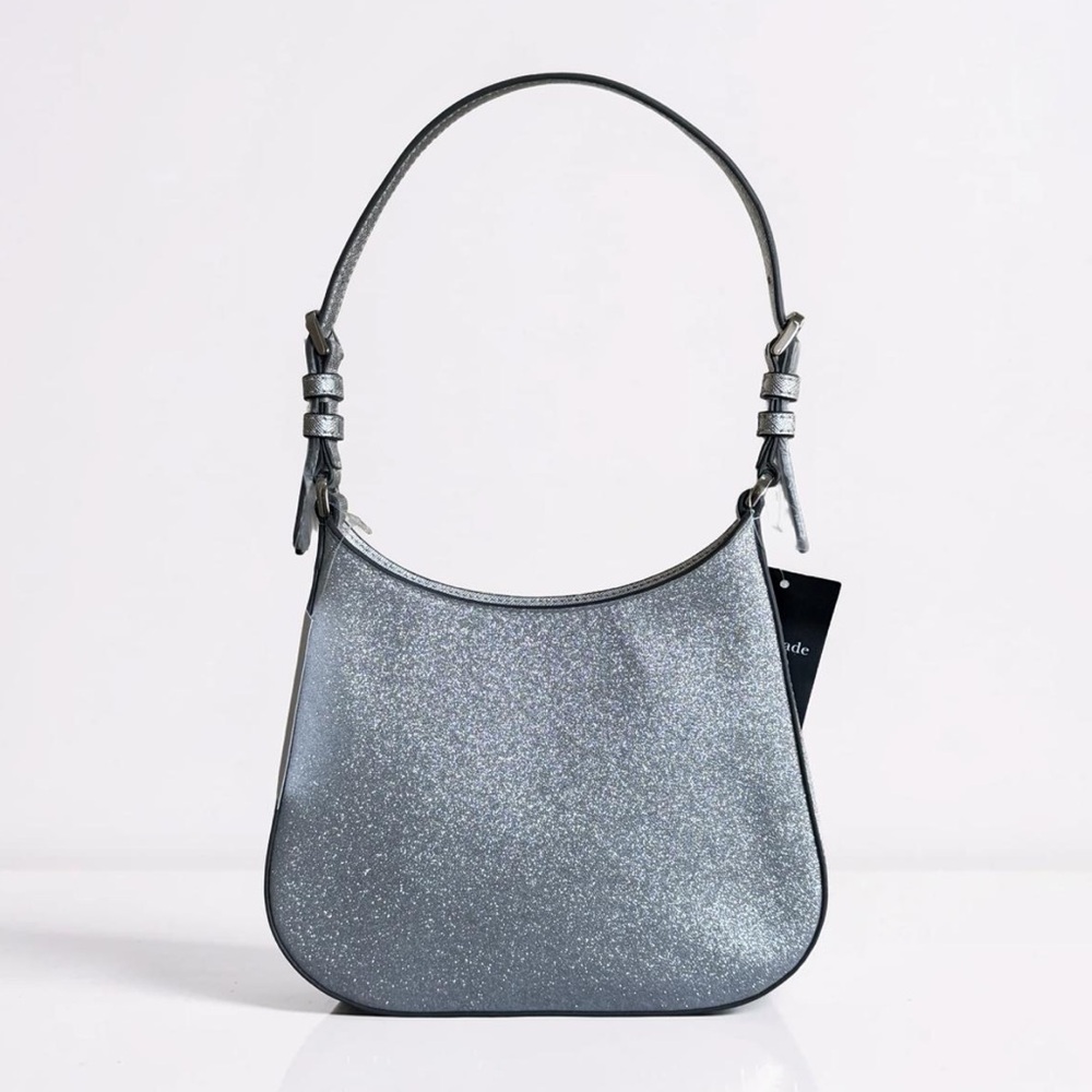 NWT Kate Spade Lunar High Glimmer Glitter Silver Shoulder Bag! NEW! - Picture 5 of 13